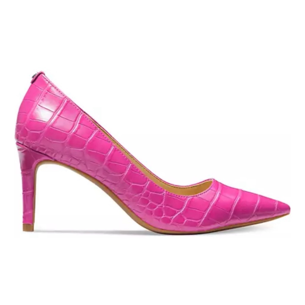 Michael Kors Pink Croc-Embossed Heels - Picture 2 of 11